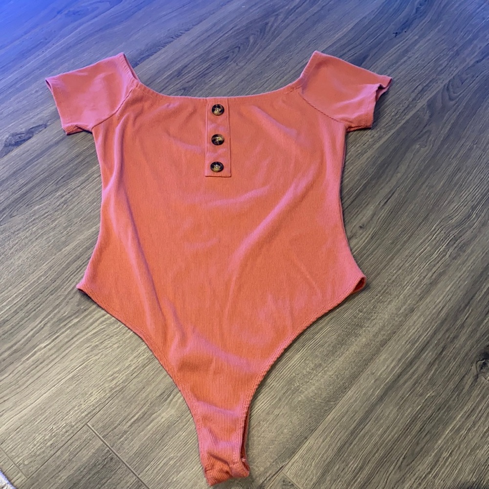 Rue21 Burnt orange/coral thong bodysuit